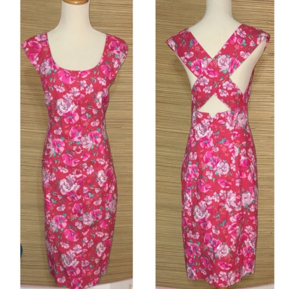 Vntg Laura Ashley floral cotton cross-back dress